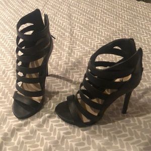 Black strapped heels